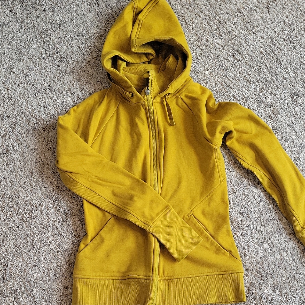 Athleta Mustard Hooded Zip-Up Jacket
